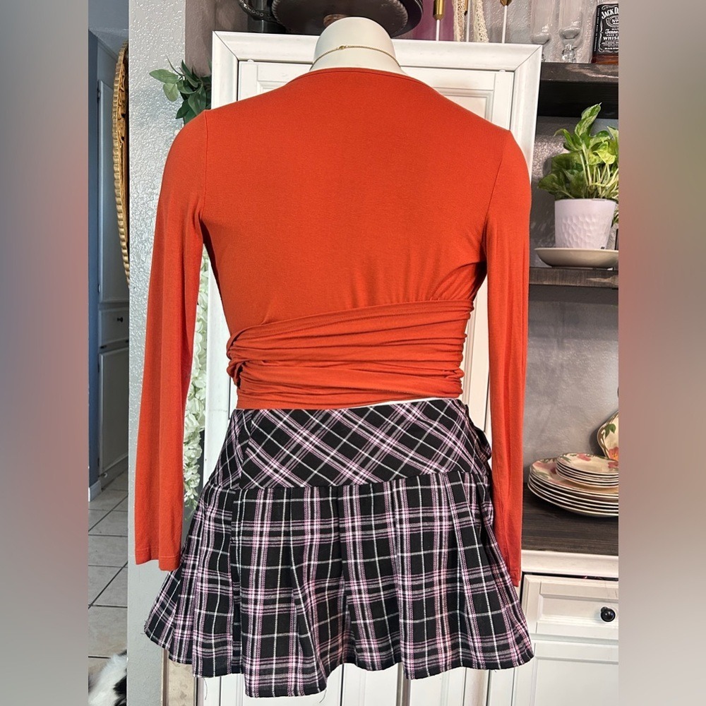 Plus size 0XLarge Burnt Orange‎ Wrap Blouse Long sleeve Autumn Fall - Picture 6 of 7